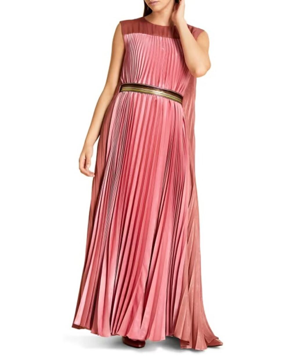 NWT Marina Rinaldi Colorblock Pleated Maxi Dress US 20 Flowy Gala Formal Event